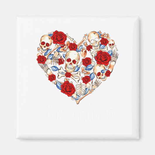Roses And Skulls Heart Gothic Style Valentine Be M Magneet (Voorkant)