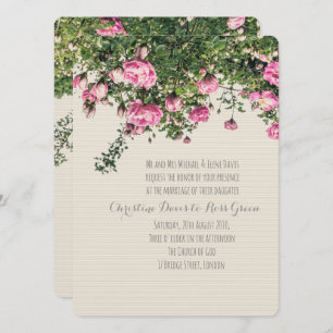 roses anglais roses, faire-part de mariage floral
