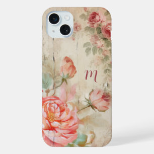 Roses Antiques Bohème Rustique Aquarelle avec Mono