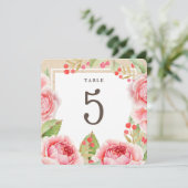 Roses aquarelle | Numéros de table des parties pap (Debout devant)