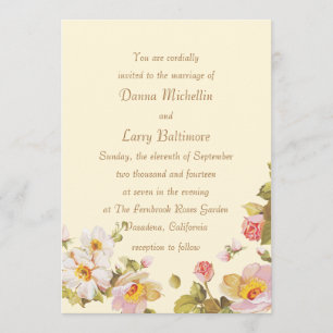 Roses arbustes Faire-part de mariage de Cornsilk