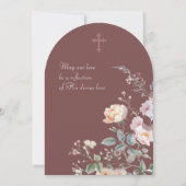 Roses Arch on Burgundy Catholic Wedding Kaart (Achterkant)