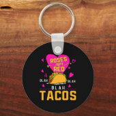 Roses Are Red Blah Blah Blah Tacos Foodie Valentin Sleutelhanger (Voorkant)