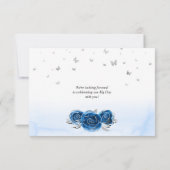 Roses argent et bleu royal Élégant Save The Date (Dos)