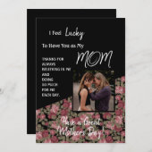 Roses avec Black & White Texts Carte de fête des m (Devant / Derrière)