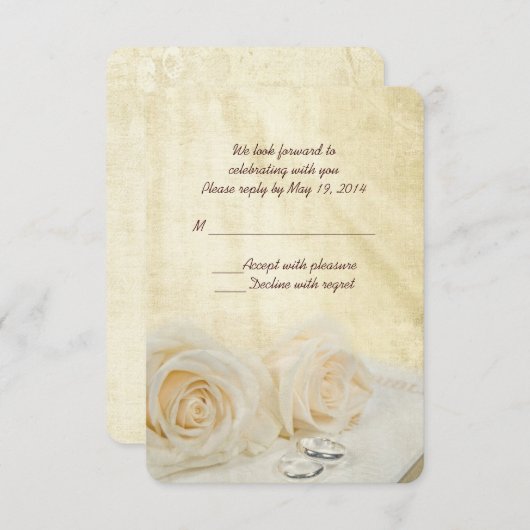 Roses blanches avec anneaux RSVP (Devant / Derrière)