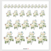 Roses blanches avec Stickers Papillons (Feuille)