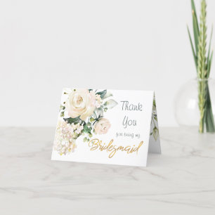 Roses blanches Bridesmaid Carte de remerciements
