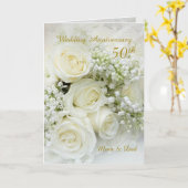 Roses blanches, carte 50e anniversaire de mariage (Fleur jaune)
