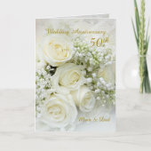 Roses blanches, carte d'anniversaire de mariage de (Devant)