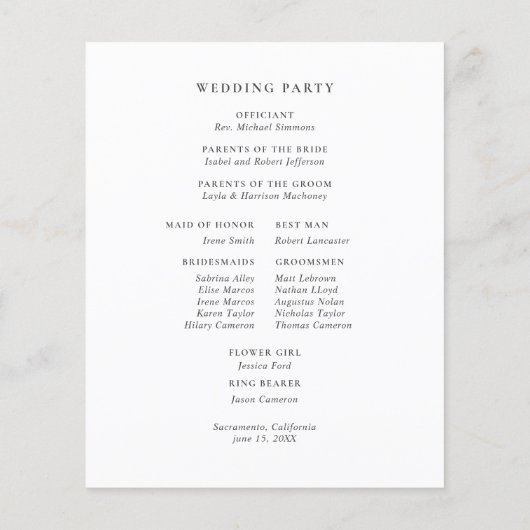 ROSES BLANCHES CHIC | Programme de mariage botaniq (Dos)