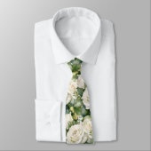 Roses blanches Classique Formel Cravate Floral (Attaché)