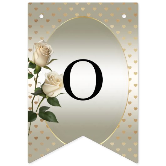 Roses blanches Coeurs d'or Drapeau de Bunting (Deuxième drapeau)