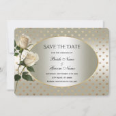 Roses Blanches Coeurs Or Enregistrer La Carte Date (Devant)