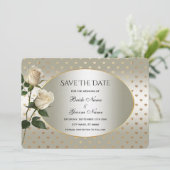 Roses Blanches Coeurs Or Enregistrer La Carte Date (Debout devant)