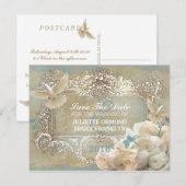 Roses Blanches - Collection Faire-Part de Mariage (Devant / Derrière)