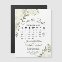 Roses blanches d'ivoire Enregistrer la date Magnet