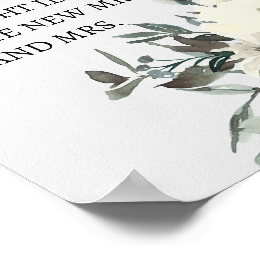 Roses blanches d'ivoire Flores Poster de la Nuit (Coin)