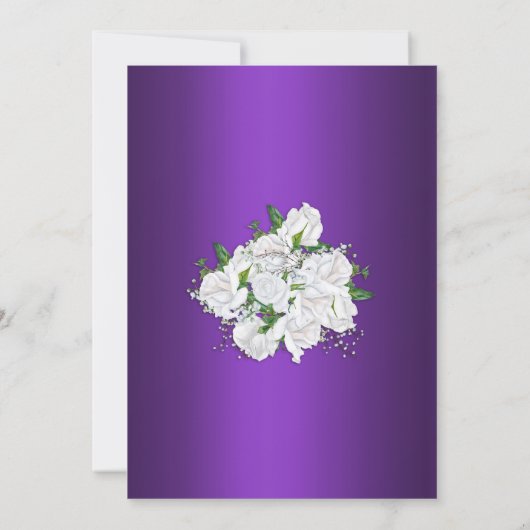 Roses blanches Élégance Faire-part de mariage pour (Dos)