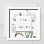 Roses blanches Elégant Faire-part de mariage Flora (Devant)