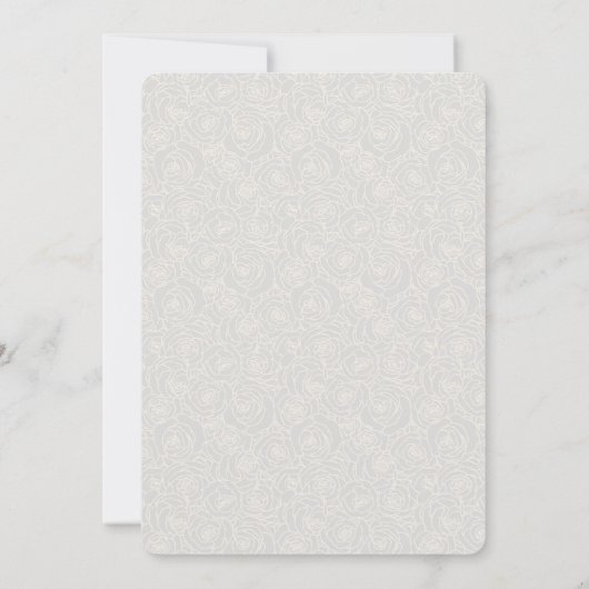 Roses blanches Elégant Faire-part de mariage Flora (Dos)