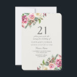 Roses blanches Élégant Invitation de fête du 21e a<br><div class="desc">Roses blanches Elégant 21ème anniversaire Invitation belle élégante aquarelle florale design Entièrement personnalisable / personnalisé</div>