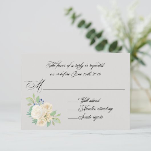 Roses blanches Elégant mariage floral RSVP (Debout devant)