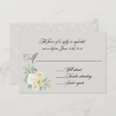 Roses blanches Elégant mariage floral RSVP (Devant / Derrière)