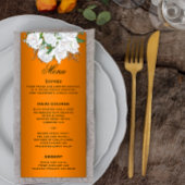 Roses blanches élégantes sur le menu Mariage orang