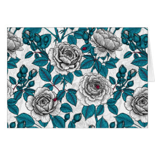 Roses blanches et coccinelles