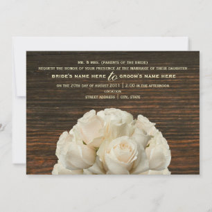 Roses blanches et Faire-part de mariage rustique e