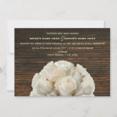 Roses blanches et Faire-part de mariage rustique e (Devant)