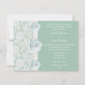 Roses blanches et Faire-part de mariage vert à la  (Dos)