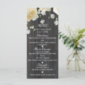 Roses blanches et gypsophile sur menu de mariage e (Debout devant)