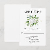 Roses blanches et mariage du bébé carte RSVP (Devant / Derrière)