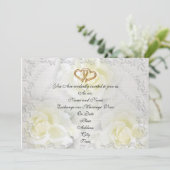 Roses blanches faire-part de mariage (Debout devant)