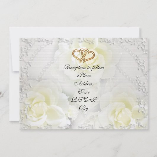 Roses blanches faire-part de mariage (Dos)