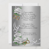 Roses blanches faire-part de mariage données par l (Dos)