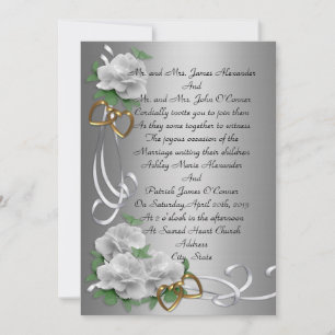Roses blanches faire-part de mariage données par l