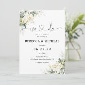 Roses blanches Faire-part de mariage florale (Debout devant)