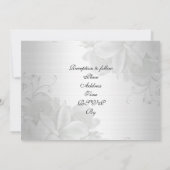 Roses blanches faire-part de mariage sur satin arg (Dos)