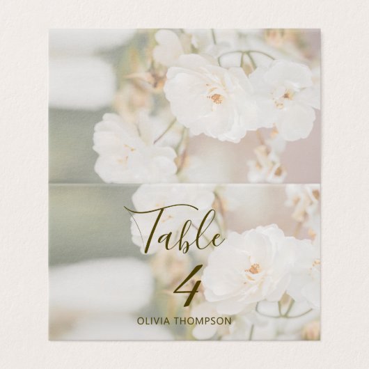 Roses blanches fanées Mariage photo Table Place Ca (Outside Unfolded)