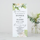 Roses blanches Feuilles verts Programme de mariage (Debout devant)