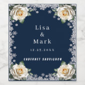 Roses blanches Flocon de neige Noël Vin Étiquettes (Étiquettes simples)