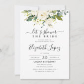 Roses blanches Floral Bridal Show Invitation (Devant)