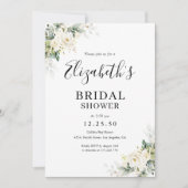 Roses blanches Floral Bridal Show Invitation (Devant)