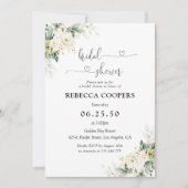 Roses blanches Floral Bridal Show Invitation (Devant)