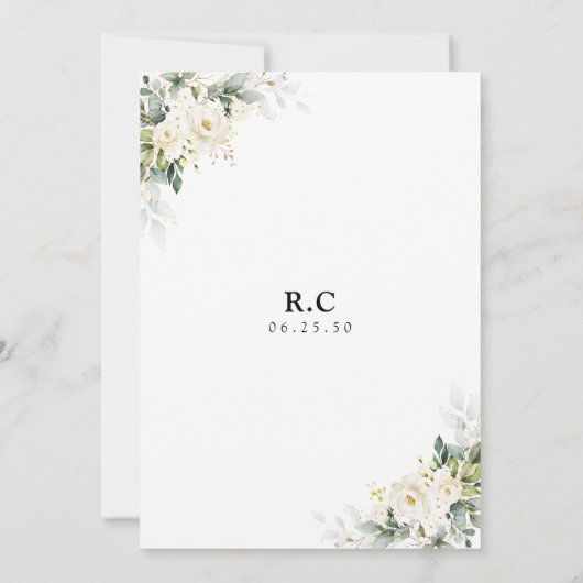 Roses blanches Floral Bridal Show Invitation (Dos)