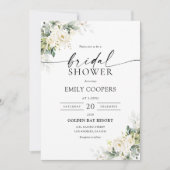 Roses blanches Floral Bridal Show Invitation (Devant)