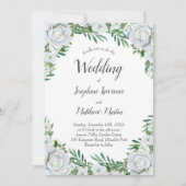 Roses blanches Floral verdure Invitations de maria (Devant)